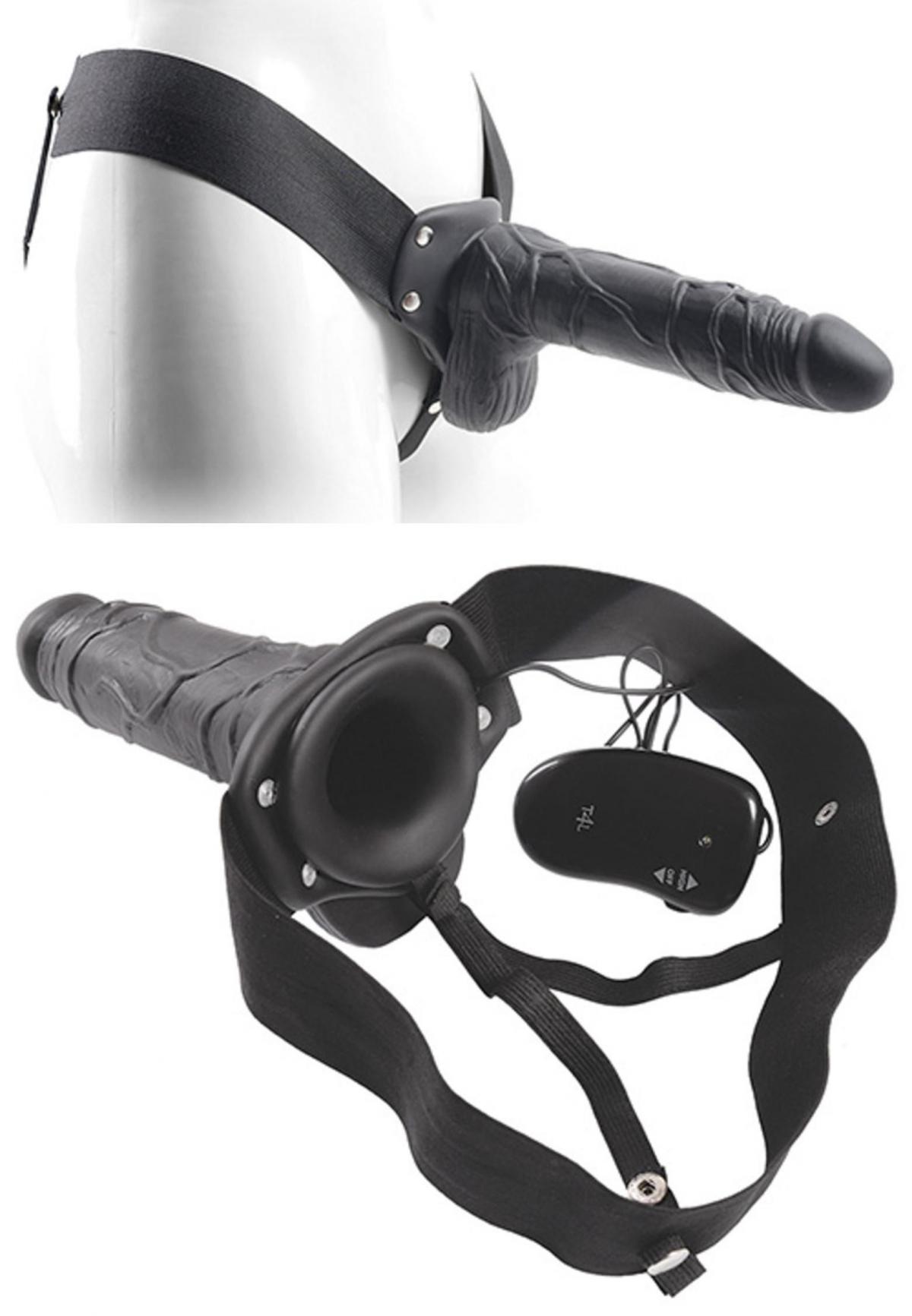 Vibratore Fallo vibrante dildo indossabile strap on cavo Con testicoli Real Rapture 8 Black