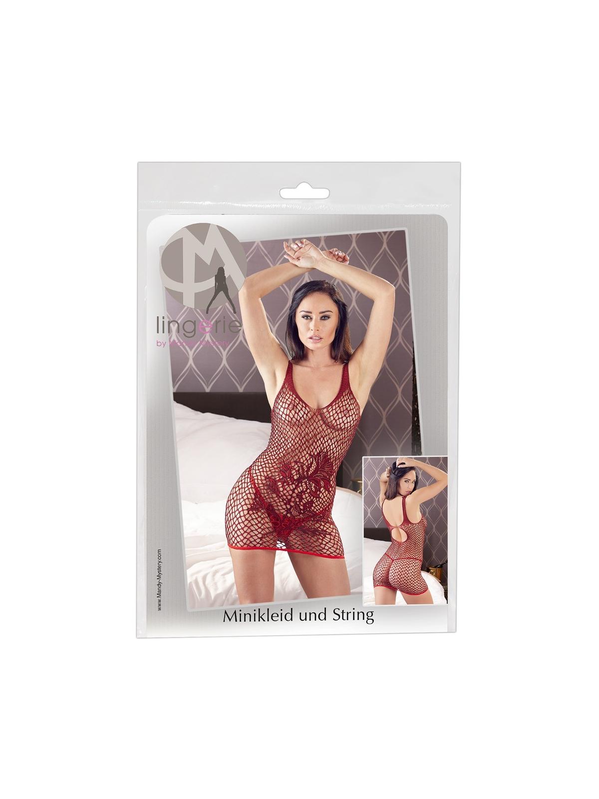 Mini abito sexy lingerie a rete intimo aderente in pizzo rosso donna