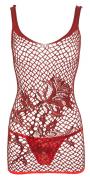 Mini abito sexy lingerie a rete intimo aderente in pizzo rosso donna