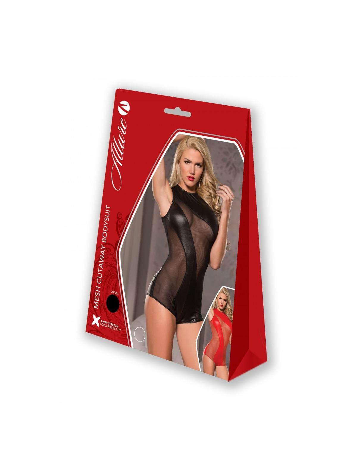 Body mesh sexy hot rosso cutaway bodysuit lingerie intimo red