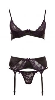 intimo donna 3 pezzi  con reggicalze perizoma e reggiseno