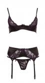 intimo donna 3 pezzi  con reggicalze perizoma e reggiseno