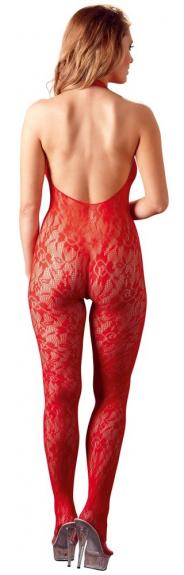 Tuta bodystocking rossa con perle catsuit pearl red